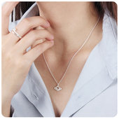 Chic Saturn with CZ Silver Necklace SPE-5237